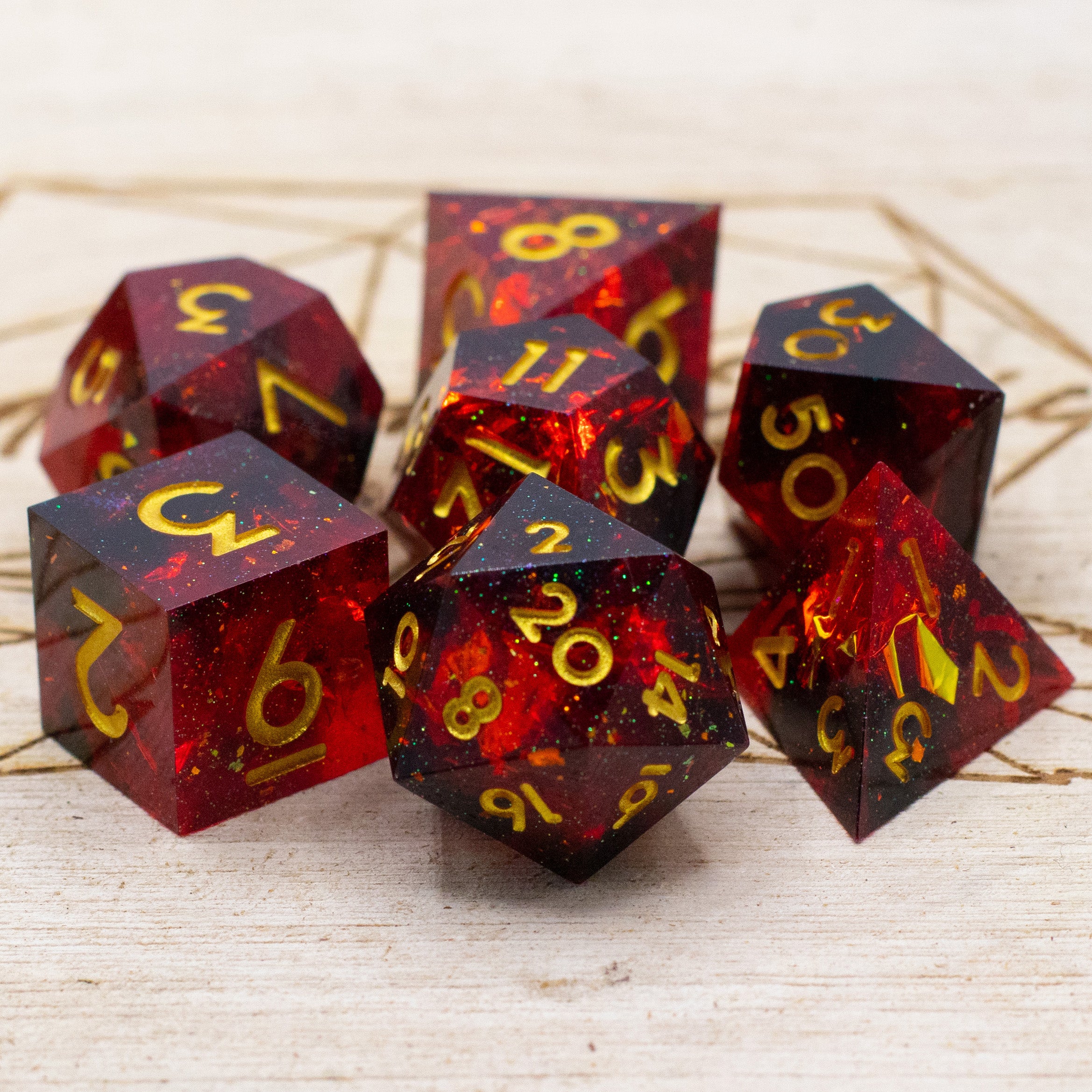 "Ruby Hoard" Dice Set